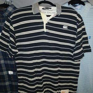 Canterbury Men's Navy & White Striped Rugby Polo